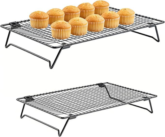 Cooling Racks for Cooking and Baking, Cookie Cooling Rack, 2-Pack with Sizes 16.93X11.02X3.15 Inches & 13.4x9.4x2.36 Inches, Sturdy Baking Cooling Racks for Cookies, Cakes