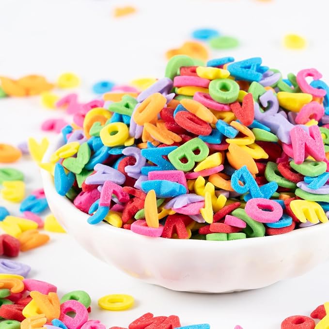 Letters Sprinkles for Cake Decorating 7 Ounces Edible Alphabet Confetti Sprinkles Multicolor for Ice Cream Sugar Candy Baking Cake Cupcake Toppers Cookie Donut Dessert (Not including a full alphabet set)