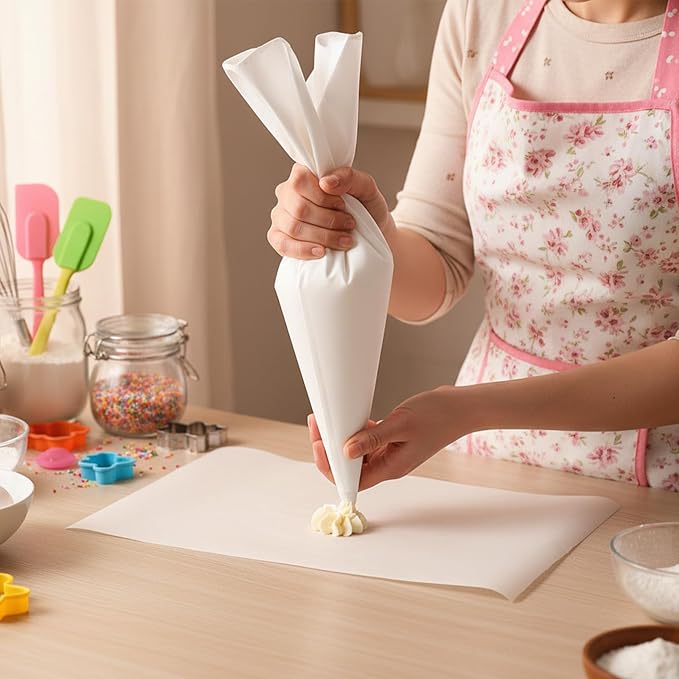 Kifmurase 6PCS Reusable Piping Pastry Bags 24 Inch Reusable Cloth Frosting Bags White Thickened Tipless Piping Bag for Cake Cupcakes Cookies Frostingm, Cake Baking Decoration Frosting Tools