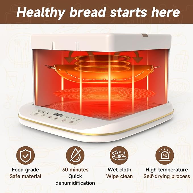 Folding Proofer Bread Proofing Box & Slow Cooker with 32-248℉ Temp Control & 10 H Timer Proofing Box for Sourdough, Bread Baking, Pizza, Yogurt Sourdough Starter Kit for Home Baking Bread Lovers