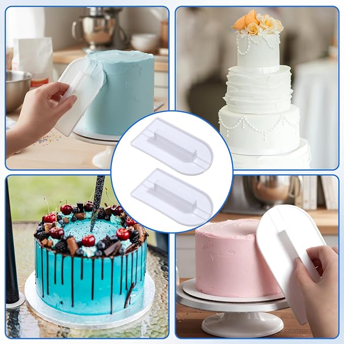 2Pcs Fondant Smoothing, 14.5 x 8 cm/5.7" x 3.1" Fondant Tools Plastic Cake Decorating Smoother & Polisher Cake Decorating Tools Cake Leveler for Smoothing Icing Decoration Sugar Craft (White)