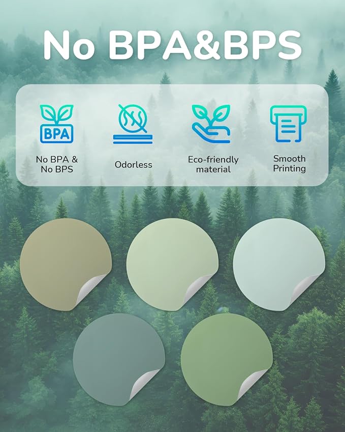 Phomemo Labels - 2 Inch Round Thermal Labels, Green Gradient Self-Adhesive Sticker for M110/M100/M220/M250 Label Printers, Circle Thermal Paper for Baking, Candle, Logo, Small Business, 140pcs/Roll