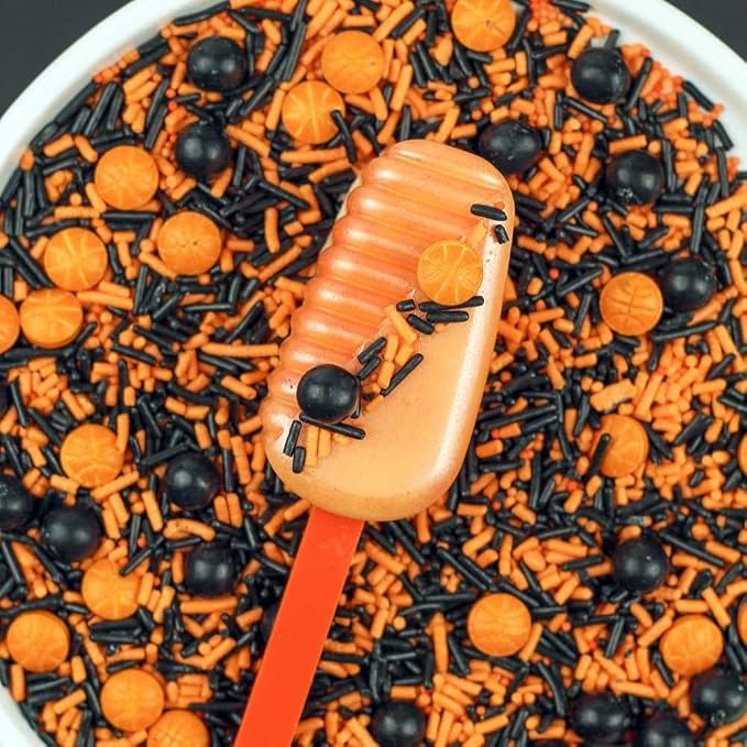 Sprinkles for Cake Decorating Edible Cake Decorations Fancy Basketball Sprinkles Black and Orange Cake Cupcake Decorations Ice Cream Toppings for Cupcake Decorating