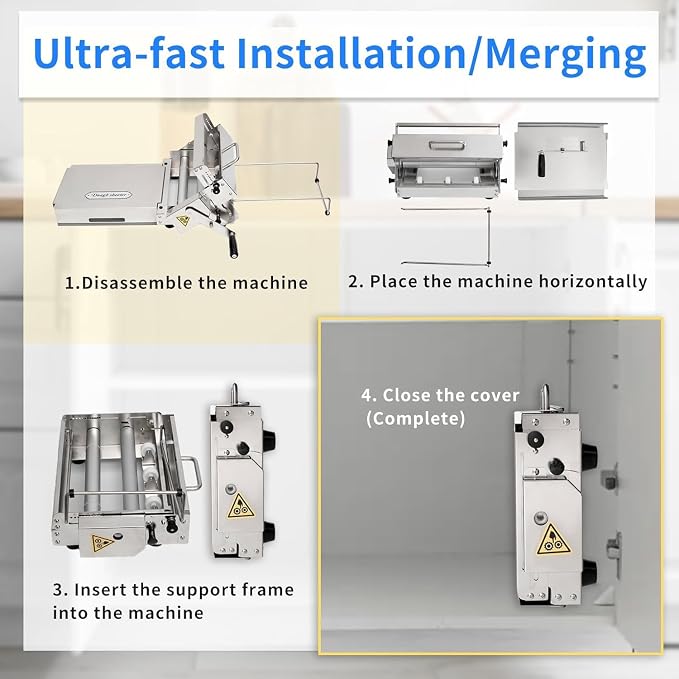15.5inch Dough Sheeter for Home, Folding Dough Sheeter with Thickness Adjustment (0.1-20mm), Professional Bread Maker 3X Faster & Easy Storage, Ideal for Croissants, Pie Crusts at Home and Bakery