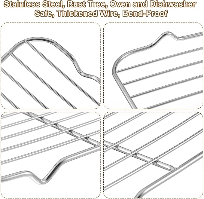 Stainless Steel Cooling Rack for Baking and Cooking, Wire Cooling Rack for Oven Roasting Grilling Drying, Heavy Duty Smooth Edge Easy Clean, Silver 5.3 x 8.46 Inch
