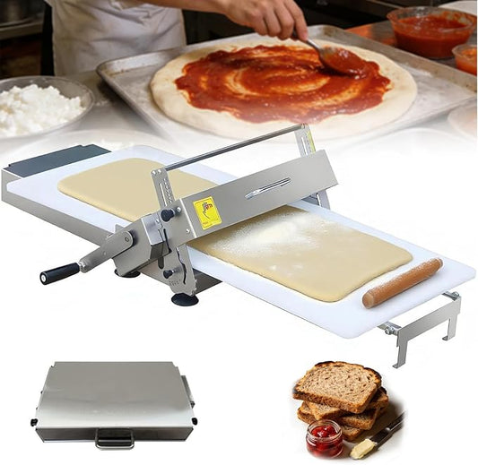 Folding Manual Dough Sheeter, Stainless Steel Dough Roller Machine with Adjustable Thickness 0-27mm, Press Board for Puff Pastry Sheets, Pizza, Croissant, Home & Commercial Bakery