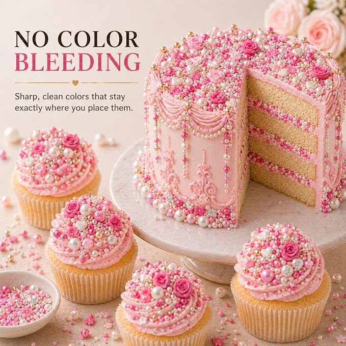 Confect Pink Mini Roses I Silver Hearts & Vermcelli and White Pearls | Anniversary Sprinkles | Sprinkles for Baking & Cake Decorative | Edible sprinkles - Vegan, Gluten-Free, Nut-Free, Soy-Free, Dairy-Free , Handcrafted Sprinkle 5 Oz