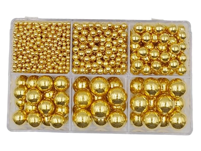 5 Sizes Gold Pearls Sugar Sprinkles 130g/4.6oz, 2,4,7,10,12mm Candy Pearl for Cake Decorating and Cupcake Toppers Cookie Decorations Ice Cream Topping Wedding Valentines Halloween Christmas