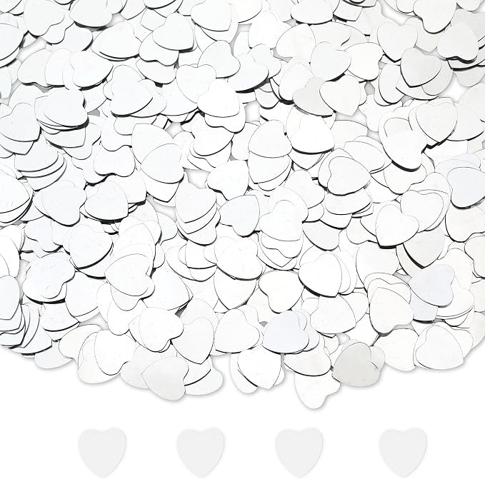 Heart Confetti, Valentines Day Heart Glitter Confetti Decorations, 50g Sliver Metallic Foil Sequins Sprinkles Table Decorations for Valentine's Day Wedding Home Birthday Anniversary Party Supplies