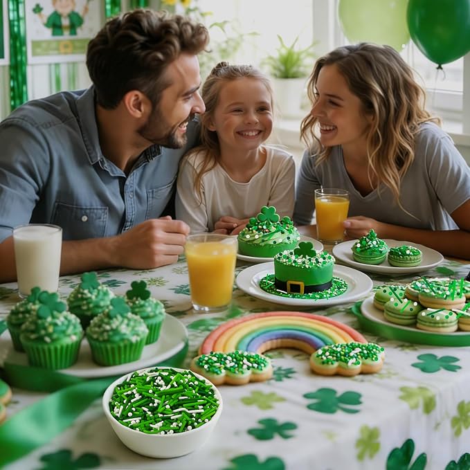 LEBERY St. Patrick's Day Sprinkles 8 Oz Green Sprinkles for Cake Decorating | White Green Jimmies Edible Mini Sugar Pearls Sprinkles Sweet Luck Sprinkle St. Patrick's Day Christmas Cake Cupcake Toppings