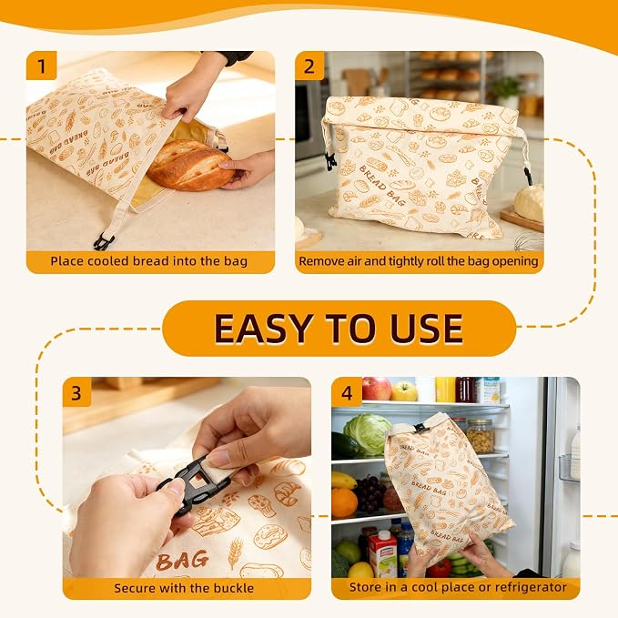 2 Pack Beeswax Bread Bags for Sourdough Homemade Bread, Reusable Organic Cotton Lining with Natural Beeswax, XL Bread Storage Bags, Keep Fresh 13×17 Inches, Sourdough Bread Bags Homesteading Essential