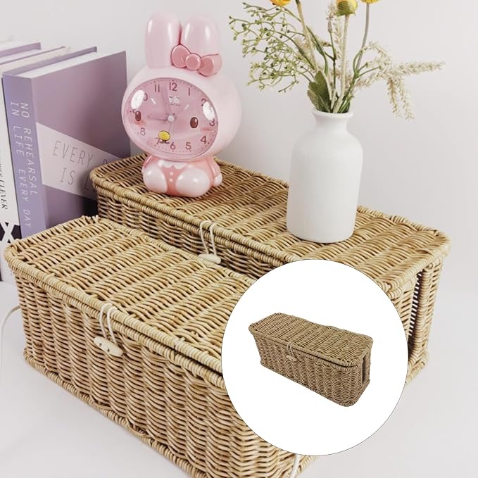 ordinarYone Woven Storage Basket with Realistic Look Rattan for Kitchen Organization and Home Decor