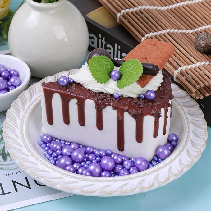 Purple Pearl Sprinkles for Cake Decorating, 130g/4.6oz Edible Pearl Sprinkles, Baking Cupcakes, Donuts, Macarons Toppings