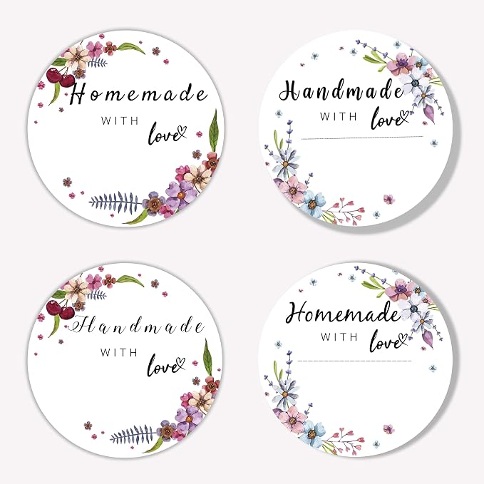 120-500 pcs Custom Homemade with Love, Handmade with Love Sticker Tags Personalized Text Labels