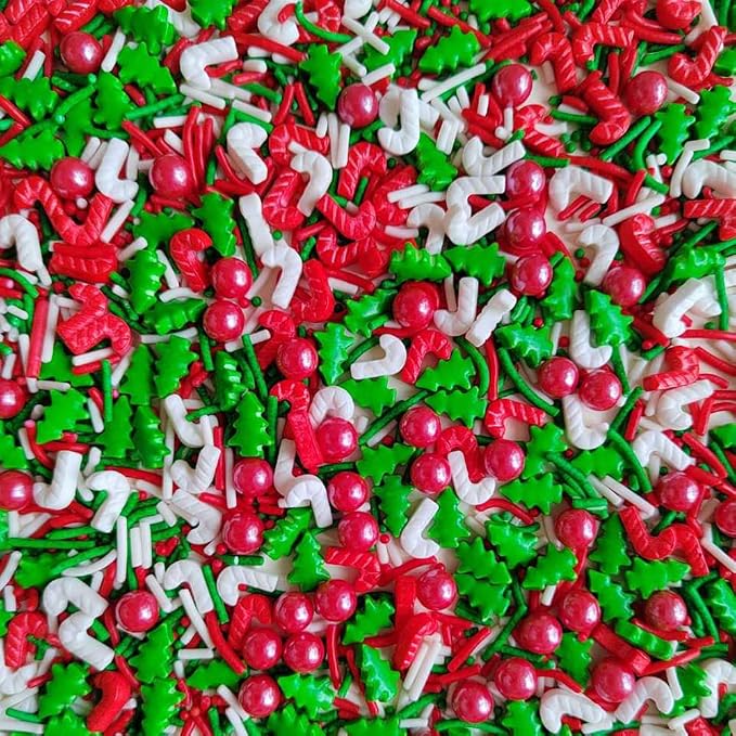 1 Bottle Christmas Sprinkles for Cake Decorating Cake Cupcake Topper Edible Candy Sugar Sprinkle Mix for Baking, Holiday Cookie, Ice Cream