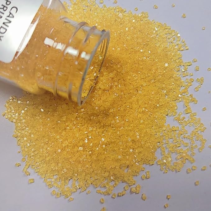 HeDeon&Rles Edible Yellow Sanding Sugar Crystals for Baking 120g/4.23oz Sparkling Sugar Crystals Cake Cupcake Pancake Ice Cream Top Birthday Wedding Easter Halloween ChristmasCake Decoration