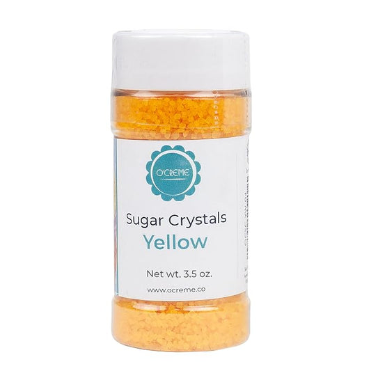 O’Creme Sugar Crystals - Coarse Sugar for Cookie Decorating - Eye-Catching Sugar Crystals – Coarse Sugar for Unique Cake Toppings, Cupcakes and Cookies – Ideal Decoration Solution - 3.5 Ounce Golden Yellow