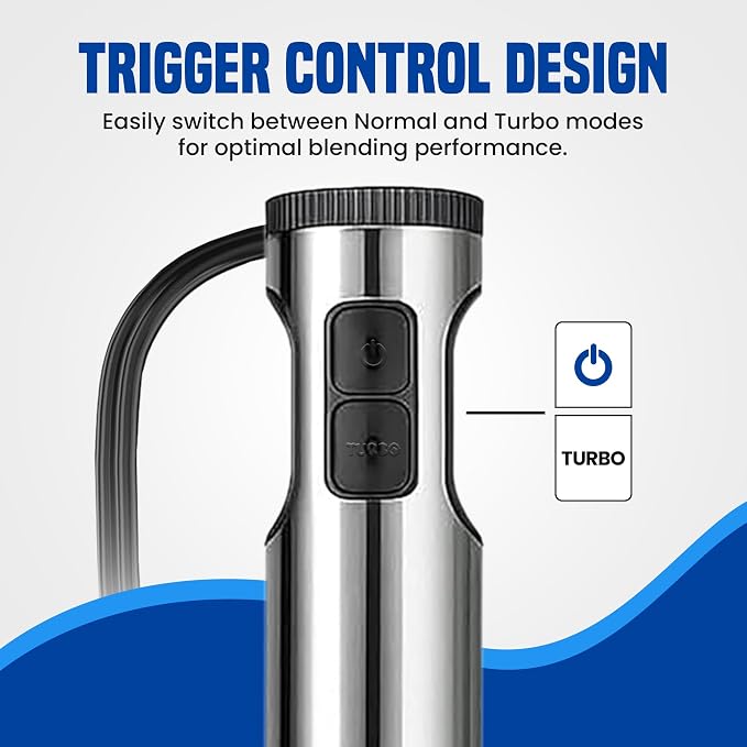 TEGH 4-in-1 Immersion Hand Blender Set - 800W Powerful Stainless Steel Stick Blender with Whisk, Chopper and Beaker - 8-Speed Handheld Blender for Smoothies, Soup, Baby Food and Puree