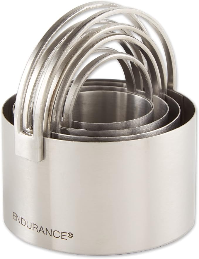 RSVP International Endurance Round Biscuit Cutters - Stainless Steel, Set of 4 | Nest for Easy Storage | For Cutting Thick or Thin Dough | Professional | High Handle Arch