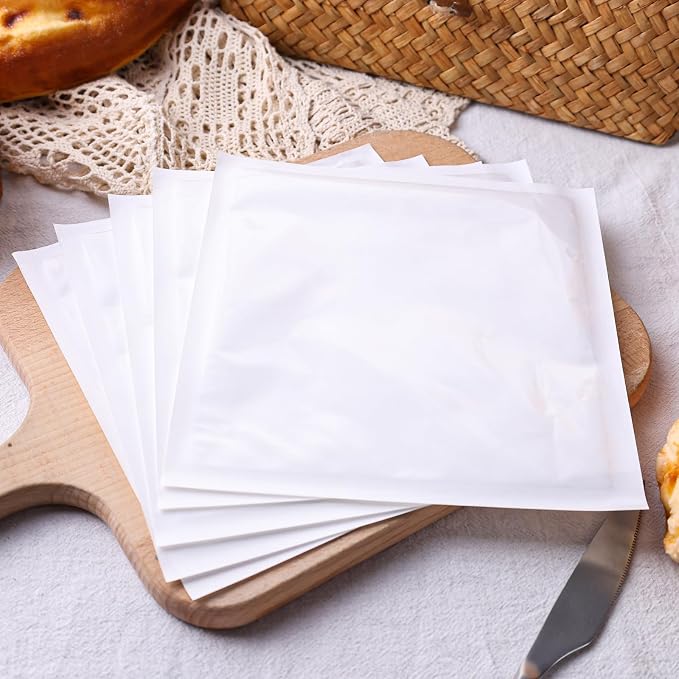 JOHOUSE Heat Seal Bags with Window, Heat Seal Cookie Bags, 100PCS | 7.1"x7.5" greaseproof kraft paper bakery bags for donuts, cookies, bread, sandwich packaging