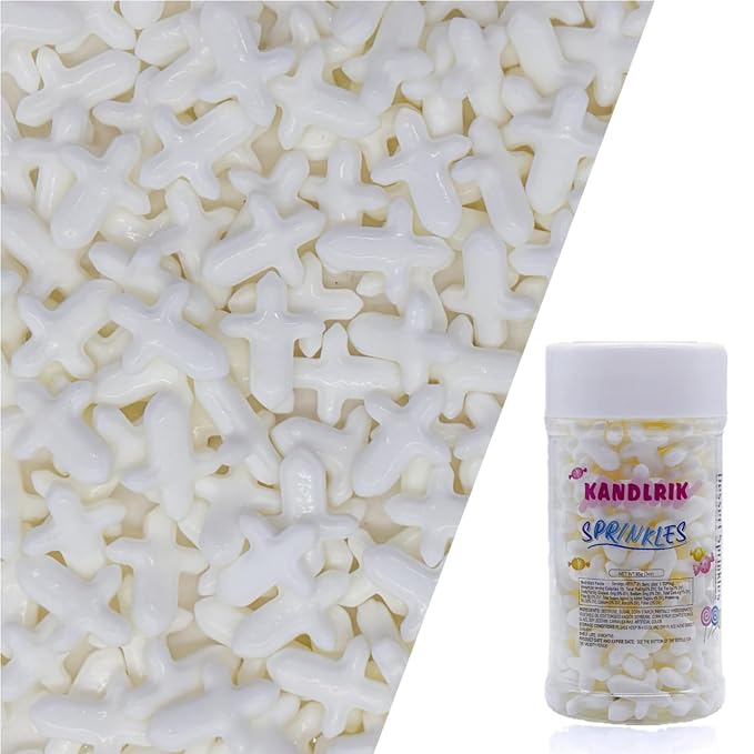 White Cross Sprinkles Edible Toppers Cake Decorating Mixed Size Cake Decorations Cupcake Toppers Cookie Decorating Perfect for Cakes,Cupcakes,Desserts Toppings 3OZ