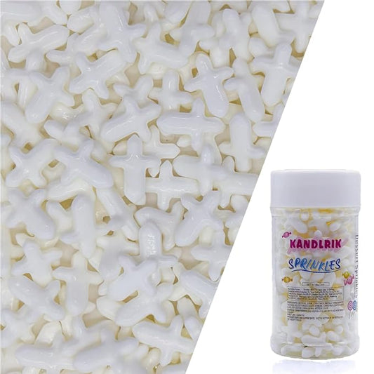 White Cross Sprinkles Edible Toppers Cake Decorating Mixed Size Cake Decorations Cupcake Toppers Cookie Decorating Perfect for Cakes,Cupcakes,Desserts Toppings 3OZ
