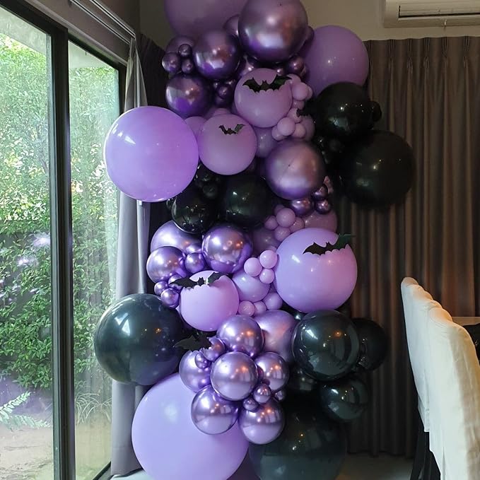 Voircoloria 130pcs Purple Balloons Different Sizes 18" 12" 10" 5" Party Latex Balloons for Birthday Baby Shower Halloween Wedding Valentine's Day Party Bachelorette Decorations