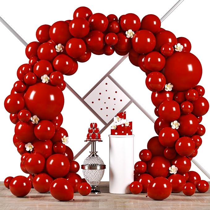 Voircoloria 90pack Ruby Balloons Different Size 18/12/10/5 Inch Ruby Balloon Garland Arch Kit for Graduation, Wedding, Birthday, Princess Them, Valentine's Day, Anniversary Party Decorations