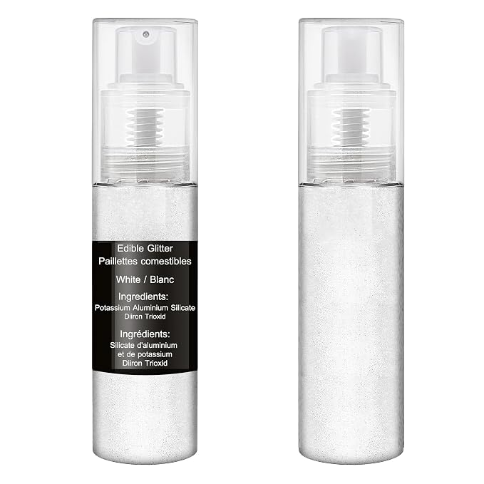 Edible Glitter Spray - 20g Luster Dust Edible Food Grade Glitter for Cake Decorating, Cocktails, Drinks - Shimmer Dust Powder Metallic Food Coloring Powder for Cookie, Candy, Icing (White)