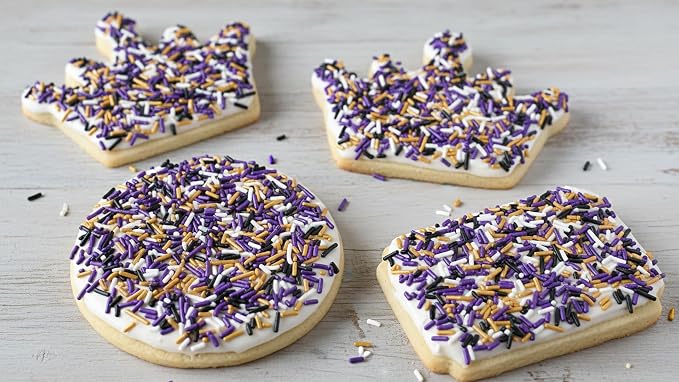 NCS Baltimore Game Day Black, Purple, Gold & White Jimmies Edible Sprinkles – Cupcake, Cake & Cookie Decorations, 7 oz