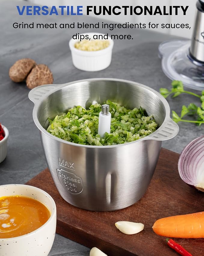 LINKChef Food Processor, 10 Cup Electric Food Chopper, 600W Meat Grinder with Stainless Steel Blades, 2.3L Large Capacity Kitchen Processor for Meat, Vegetables, Onion, Garlic & Meal Prep