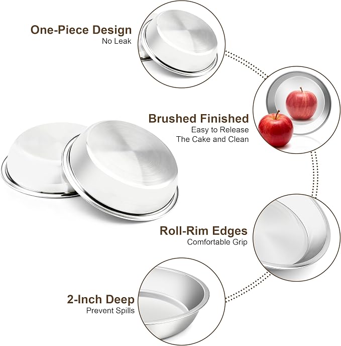 Cake Pan Set of 3-8 Inch Stainless Steel Cake Pans with 100 Parchment Paper, Nonstick, Mirror Finish for Easy Release, Even Baking, Dishwasher Safe, Round Cake Pans for Birthday, Banquet