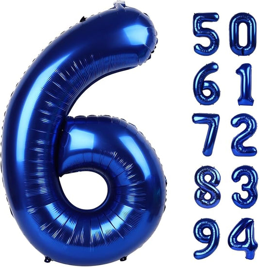 Night Blue 6 Balloon, Number Balloons 40 Inch, 6th Balloons for Birthday Decorations, Night Blue Party Supplies 6 Birthday Balloon, Number 6 Balloon