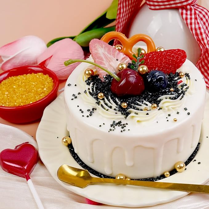 Edible Sprinkles 4 Color Mix, Gold Black White Pink Sugar Crystal Sprinkles for Cake Decorating, Cupcake Toppers, Ice Cream Topping, Cookie Baking Decorations, 110g 3.88oz