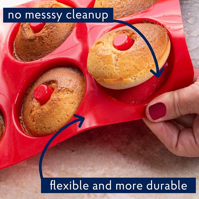 Mrs. Anderson's Baking Silicone Donut Pan, 6 Cup, European-Grade Silicone Bakeware, For Donuts And Dessert Rings
