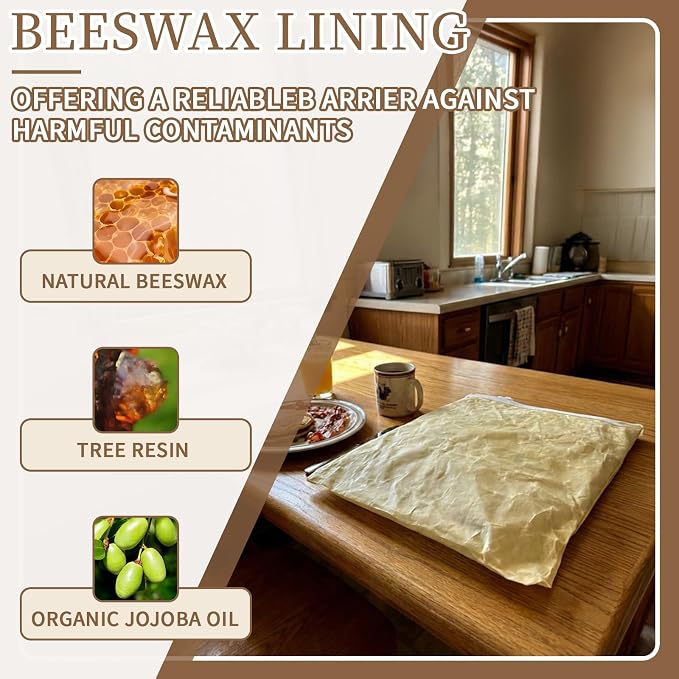 Reusable Beeswax Bread Bags-17"x13" Large Bread Bags for Sourdough & Homemade Cloth BreadBags Keeps Fresh Longer 2Pack (Vertical stripe pattern) | Stripe Pattern
