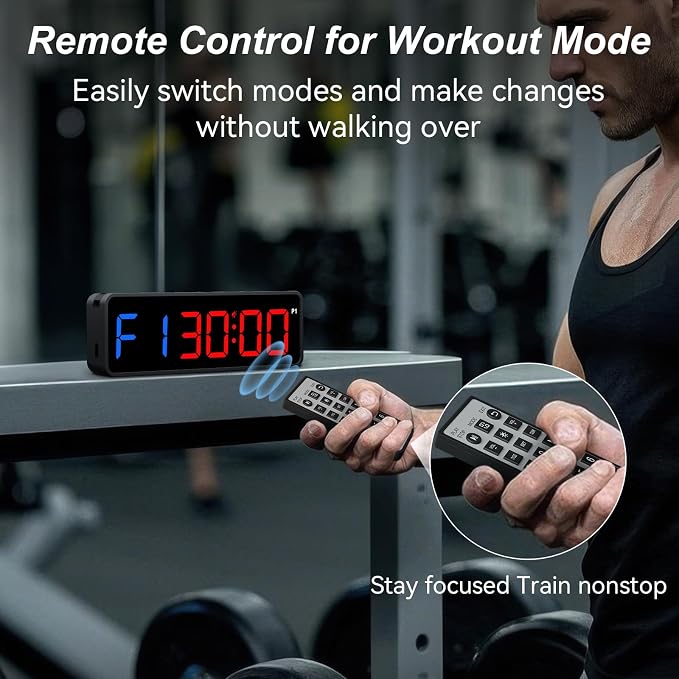 Acedeck Portable Gym Timer Clock: Fitness Digital Clock with Strong Magnet - Remote Control for Fitness Enthusiasts - Powerful Battery for Home Gym Garage Boxing