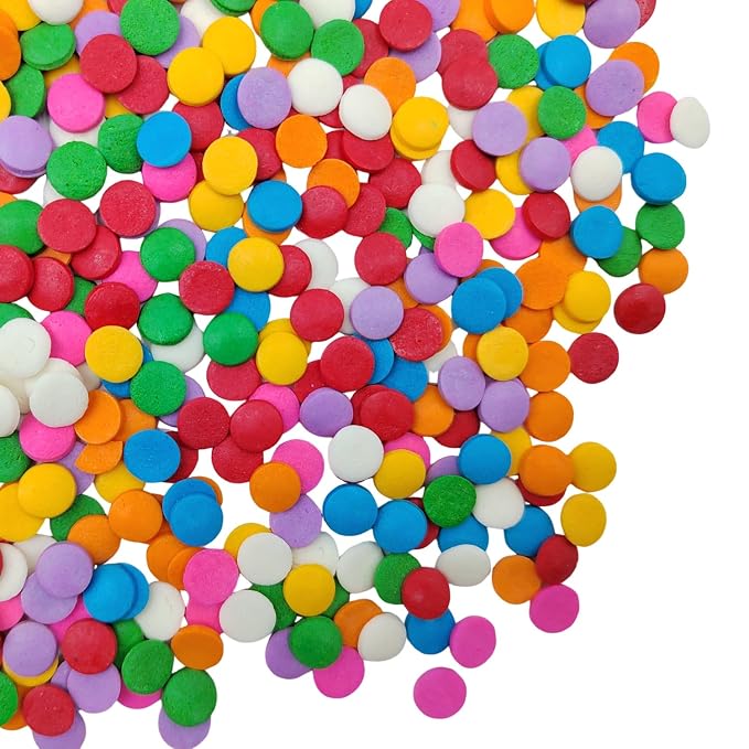 Homankit Rainbow Round Sprinkles, Edible Confetti Sprinkles for Celebration 8MM Round Sprinkles for Baking Cake Cupcake Ice Cream Cookie Decoration 2.82 Ounces