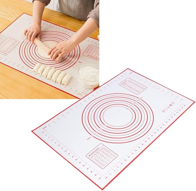 Silicone Pastry Baking Mat Dough, Non Slip Silicone Pastry Mat Extra Large with Measurements Kitchen Counter Kneading Cooking Board Pad Matt for Pie Pizza Cookies Fondant Making