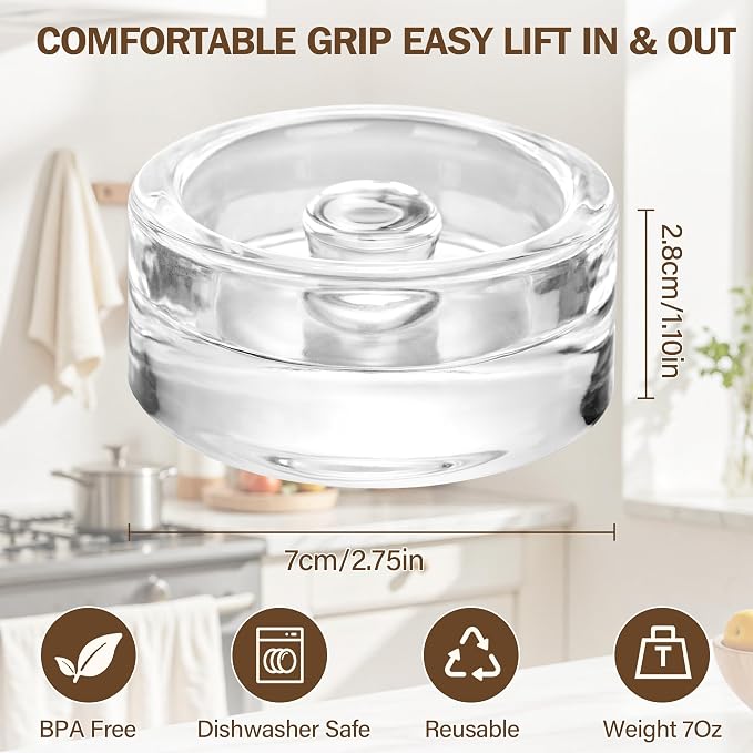 Xileanalee Fermentation Kit Set for Wide Mouth Mason Jar,Sauerkraut/Pickling Kit with 4 Glass Fermentation Weights,4 Fermenting Lids,4 Airlocks,5 Silicone Gaskets,5 Silicone Grommets(No Jars)