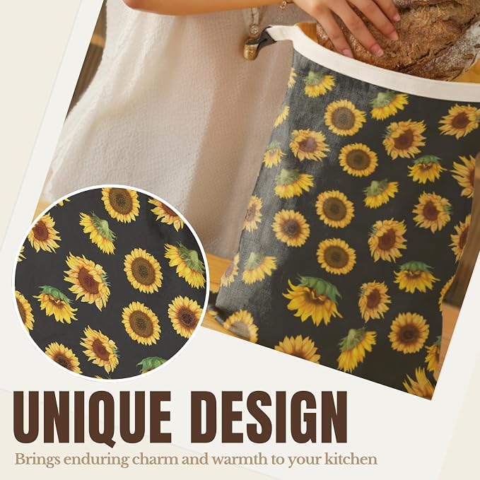 InnoBeta Beeswax Bread Bags for Sourdough & Homemade Bread, 2 Pack Reusable Cotton, 17"x13", Sunflower