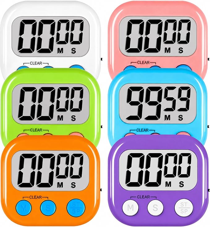 ZILLEEN Classroom Timers for Kids Classroom Magnetic Digital Kitchen Timers for Cooking Teachers Gym Game 6 Pcs