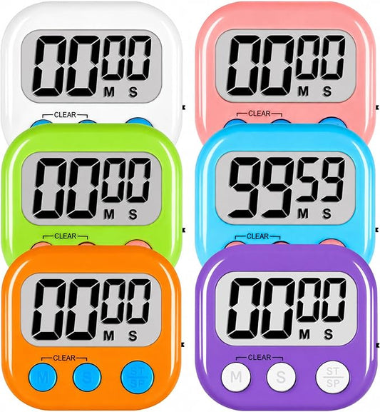 ZILLEEN Classroom Timers for Kids Classroom Magnetic Digital Kitchen Timers for Cooking Teachers Gym Game 6 Pcs
