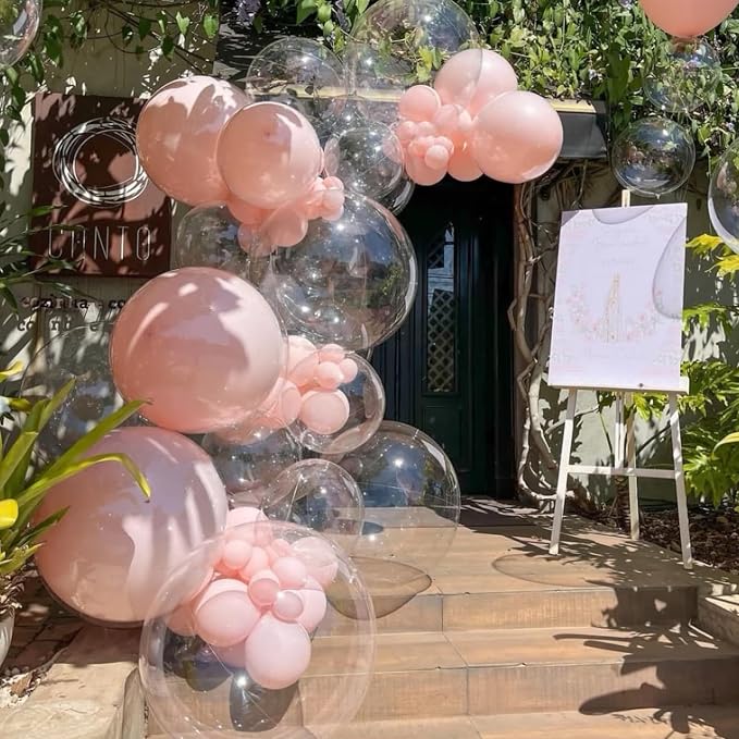 Voircoloria 90pack Clear Balloons Different Size 18/12/10/5 Inch Transparent Balloon Garland Arch Kit for Graduation, Wedding, Birthday, Baby Shower, Anniversary Party Decorations