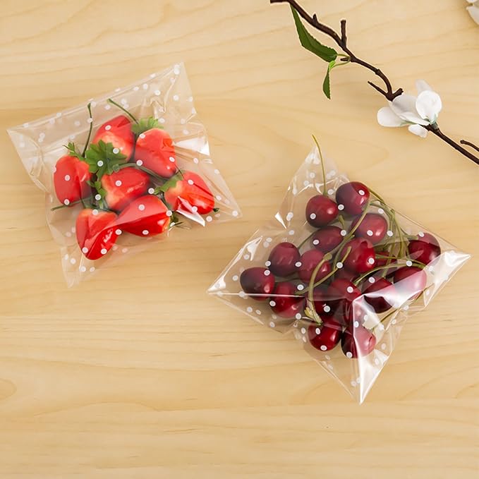 Morepack Self Sealing Cellophane Bags,200 Pcs Clear Cookie Bags Resealable Cellophane Bag for Packaging Bakery,Favors, (5.5"x5.5", No Stickers, Bows)