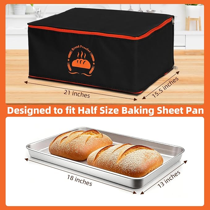 Bread Proofing Box Used to Provide Sufficient Temperature for Bread Proofing, Proofing Box Consists of Sourdough Bread Proofing Mat and Thermal Insulation Box, Suitable for Half Size Baking Sheet Pan
