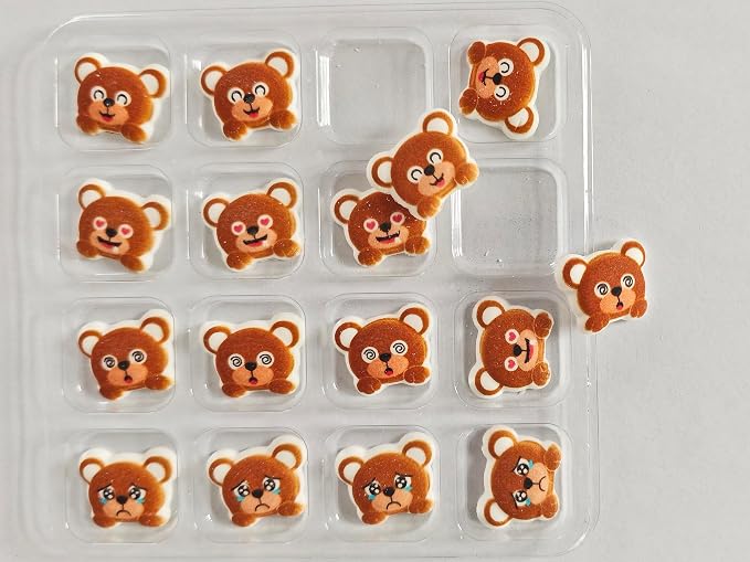 Edible 16 pieces Bear cake decorations, Bears cupcake toppers, perfect Icing Cookies decro for Valentine's Day Birthday Halloween Thanksgiving Christmas party Team Dinner