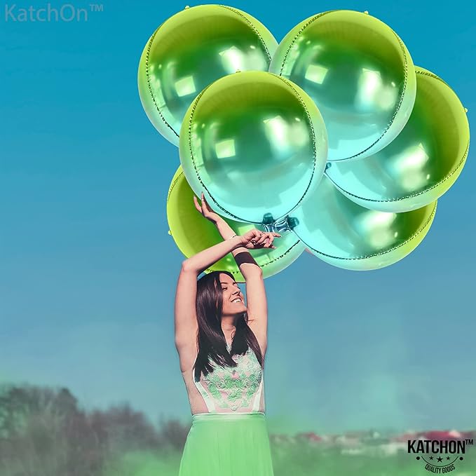 KatchOn, Big Gradient Green Mylar Balloons - 22 Inch, Pack of 6 | XtraLarge Metallic Green Balloons for St Patricks Day Decorations, Tropical Party Decorations, Ramadan Decorations, Birthday Décor