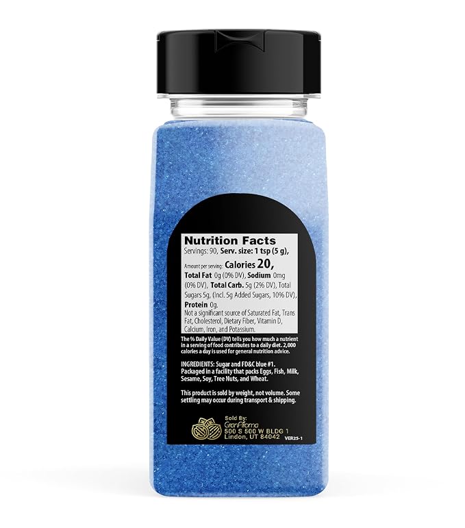 GranAroma Sanding Sugar, Decorative, Cookies & Sweets (White) (1.1 Pound) (Blue)