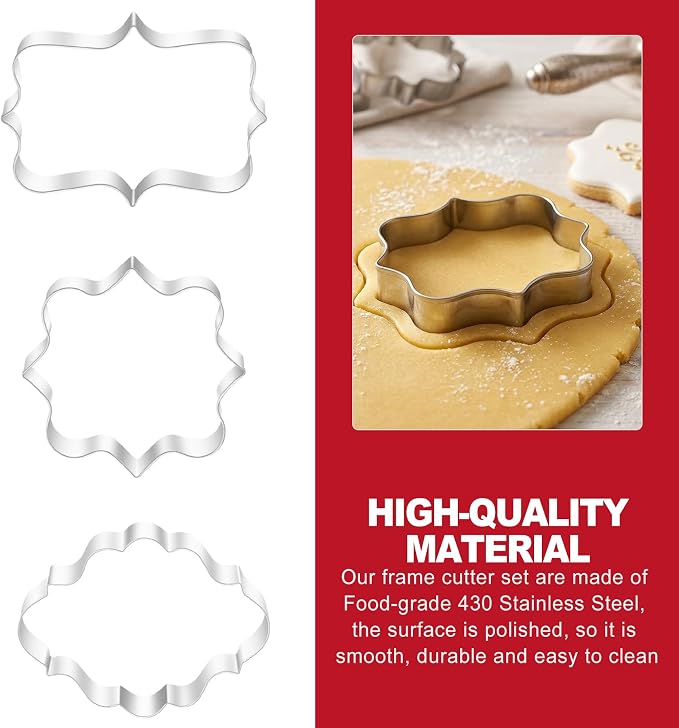 10 Piece Plaque Cookie Cutter Set, Assorted Shapes Stainless Steel Frame Cookie Cutters,Biscuits and Dough, Ideal for Wedding Holiday Birthday Party Baking Decorations and DIY Crafts
